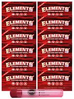 Elements Red Single Wide Slow Burn Hemp Papers (12 Packs) with Rolling Paper Depot KewlTube