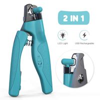 Dog Nail Clipper with Rechargeable LED Light to Avoid Over-Cutting Nails & Built-in Nail File/Razor Sharp Blades/Sturdy Non Slip Handles for Professional Grooming at Home