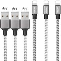 Maitron iPhone Charger, 3PACK 6FT Nylon Braided Lightning Cable Fast Charging High Speed Data Sync Cord Compatible with iPhoneX 8 8Plus 7 7Plus 6s 6sPlus 6 6Plus 5 5s 5c SE iPad iPod and More,White