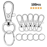 100 Pcs Premium Swivel Snap Hooks with Key Rings,Metal Lanyard Keychain Hooks Lobster Clasps for Key Jewelry DIY Crafts(50 Pcs Lanyard Snap Hooks+50 Pcs Key Rings)