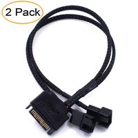 2 Pack SATA to 2 x 3 Pin / 4 Pin PMW 12V PC Case Fan Power Adapter Cable, 3-Pin or 4-Pin (PWM Connector) to 15 Pin SATA Computer Cooler Cooling Fan Splitter Y Power Cable