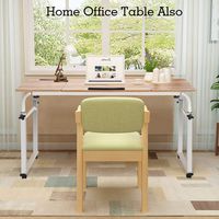 Height Adjustable Overbed Table, Multifunction Mobile Laptop Cart Computer Desk Rolling Medical Table Study Table Standing Workstation (47.24inch)