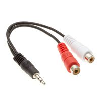 InstallerParts 0.5 Ft 3.5mm Male-to-Male Stereo Audio Cable - 3.5mm Stereo Jack to 2xRCA-F Cable Adapter - Compatible with iPods, iPhones, Android Phones, MP3 Music Players, and Much More!