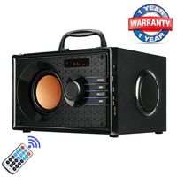 Portable Bluetooth Speakers with FM Radio Subwoofer Remote Control AUX USB, Clear Audio Rich Bass Wireless Home Desktop Speakers Stereo Sound Outdoor Party Speaker for Phone PC Tablet TV(Black)