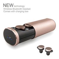True Wireless Earbuds w/ Charging Case. Dul mini Bluetooth Earbuds, Bestory Smallest Cordless Hands-Free In-Ear Mini Earphones Headsets w/ Mic & Noise Cancelling for Android and iPhone (Rose Gold)