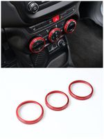 FMtoppeak 3 Pcs Red Interior Accessories Aluminum Speaker Radio Ring Outlet Air Condition Turn Switch Trim Cover for Jeep Renegade 2014 UP