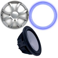 wet sounds Revo 12" Subwoofer, Grill, RGB LED Ring - Black Subwoofer & Silver XS Grill - 4 Ohm