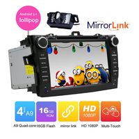 free camera+Android 5.1 Lollipop Car DVD Player car stereo headunit For TOYOTA COROLLA 2007-2013 In dash Car Multimedia GPS Navigation SystemBluetooth SD/AUX/USB/ Wifi Mirror Link quda core cpu 1g ram