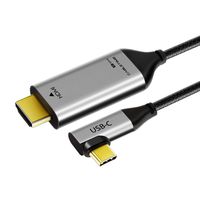 USB C to HDMI Cable 4K@60Hz Right Angle 90 Degree Elbow USB 3.1 Type-C to HDMI Cord [Thunderbolt 3 Compatible] for MacBook Pro 2018/2017, iPad Pro/MacBook Air 2018, Samsung Galaxy S9/S8, Surface
