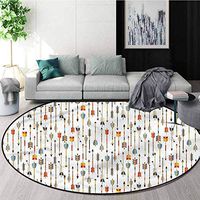 RUGSMAT Arrow Modern Machine Washable Round Bath Mat,Colorful Primitive Culture Coffee Table Mat Non-Skid Living Room Carpet Round-51