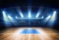 Leowefowa Indoor Empty Basketball Court Backdrop 10x8ft Bright Spotlights Basketball Stadium Vinyl Photo Background Sports Themed Birthday Party Banner Boy Bday Banner Baby Shower Props