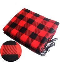 Electric Car Blanket- Heated 12 Volt Fleece Travel Throw for Car and RV-Great with AC Adapter Emergency Kits for Cold Weather 57 X 39 inches(Red Black)