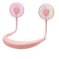 biukpci Mini Hand Free Personal Fan USB Rechargeable Desk Fan with 2500mA Battery Capacity 3 Adjustable Speed Headphone Design Wearable Neckband Fan for Travel Office Room Outdoor Household - Pink