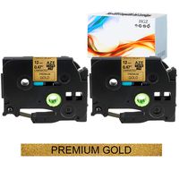 2 Pack TZe-231 12mm 0.47 inch Standard Laminated TZ-231 Tape, Compatible with Brother P-Touch Label Maker PT-D210 PT-H110 PT-D600 PT-1230PC PT-1280 (Black on Preminum Gold)