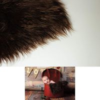Faux Mongolian Fur Photography Prop, Newborn Prop, Basket Stuffer, Layering Blanket, Rug (Small, 18"x20", Chocolate Brown)
