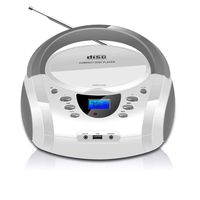 LONPOO CD Player Portable Boombox with FM Radio/USB/Bluetooth/AUX Input and Earphone Jack Output, Stereo Sound Speaker & Audio Player,White