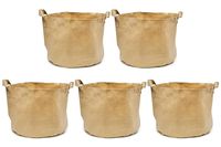 247Garden 5-Pack 1 Gallon Grow Bags/Aeration Fabric Pots w/Handles (Tan w/Black Base)