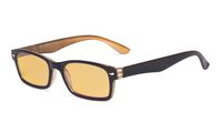Eyekepper Blue Light Blocking Computer Reading Glasses with Amber Tinted Filter Lens Women Men - Vintage Readers - Black Brown +1.50
