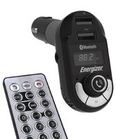 Premier Energizer Bluetooth FM Transmitter for Car Universal Audio Adapter Wireless Hands-Free Calling MP3 Charger 2 USB Ports, Remote Control inc. w MMC/SD Card Reader