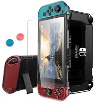 Pakesi for Nintendo Switch Case, Compatible with Nintendo Switch Cover Case and Tempered Glass Screen Protector (360 Degree Full Enclosure Protection)-Black