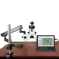 OMAX 3.5X-90X 14MP Digital Zoom Stereo Microscope on Articulating Arm Boom Stand with 144 LED Ring Light