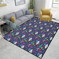 Octopus Home Bedroom Carpet Floor Mat, Cartoon Style Underwater Creatures with Ocean Aquatic Inhabitants and Exotic Fishes, Easy Maintenance Area Rug Living Room Bedroom Carpet(5'x 8') Multicolor