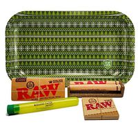 Bundle - 5 Items - RAW King Size Supreme, 110 Roller and Pre-Rolled Tips, Rolling Paper Depot Kewltube with Leaf Lock Gear Rolling Tray (Ugly Sweater)