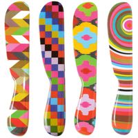 French Bull 6" Spreader Set of 4 - Melamine Dinnerware - Butter, Bagels, Cheese, Knife - Graphic