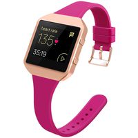 YiJYi Slim Bands Compatible with Fitbit Blaze,Thinner Soft Silicone Band with Metal Frame Replacement Wristband for Women Men Small Large (Large(6.3"-8.3"), Pink Purple/Rose Gold Frame)