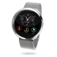 MyKronoz ZeRound2 HR Elite Smartwatch with Heart Rate Monitoring and Smart Notifications, Swiss Design, iOS and Android - Shiny Silver/Milanese Silver Band
