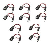 AKOAK 10 Pcs I Type 2.1 x 5.5 mm Male DC Power Plug For 9V Battery Button Connector Battery Holder