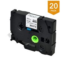 NineLeaf 20 Roll Black on White Heat Shrink Tubes Label Tape Compatible for Brother HSe-221 HSe221 HS221 HS-221 for P-Touch PT1120 PTD200 PT1160 Label Maker - 8.8mm (0.34inch) x 1.5m (4.92ft)