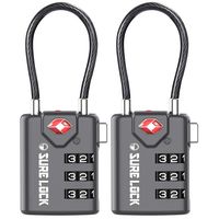 TSA Compatible Travel Luggage Locks, Inspection Indicator, Easy Read Dials - 1, 2 & 4 Pack (Large, GREY 2 PACK)