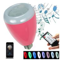 LED Light Bulb,Wireless Bluetooth Dimmable Liamp Bulb Speaker, E27 Base RGB Multicolor Changing LED Music Smart Bulb Lamp for iPhone, iPad and Android Phone. (Pink)