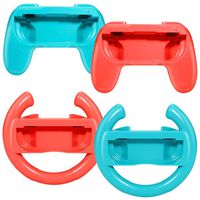 Winkeyes Nintendo Switch Joy Con Grip (2 Pack) Joy-Con Steering Wheel (2 Pack), Comfort Wireless Joy Con Controller Compatible with Nintendo Switch, Blue and Red