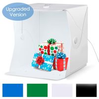 amzdeal Folding Photography Studio, 16x16 Inch Portable Photo Studio Box Shooting Tent with LED Light Daylight White 6500K, 4 Colors Backgrounds and Metal Frame for Photographing Small Size Items