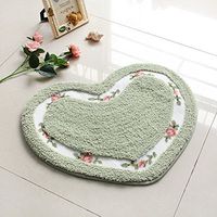 Cinotech Pretty Floral Rose Heart Shape Bathroom Mat Non-Slip Pink Shaggy Rug,Pink,Blue,Green,Red (Green)