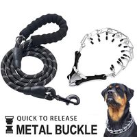 Dog Prong Collar, Professional Dog Pinch Training Collar Adjustable Size with Quick Release Buckle Stainless Steel Choke Pinch Dog Collar with Comfort Tips Heavy Duty Leash