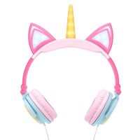 Nenos Kids Headphones Children's Headphones Over Ear Headphones Unicorn Headphones Cat Ear Headphones Flashing Lights Pink