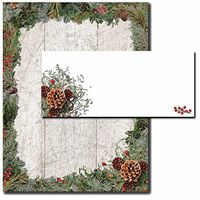 Holiday Wreath Letterhead With Coordinating Envelopes, 50pk