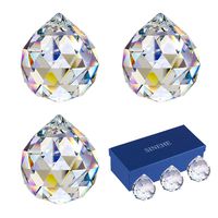 SINEHE Clear Crystal Prism Ball Rainbow Maker Window Prisms Suncatcher, 40MM / 3 Pack