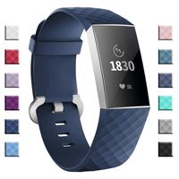 adepoy Compatible with Fitbit Charge 3 Bands for Women Men Large Small, Adjustable Replacement Wristbands for Fitbit Charge 3 and Fitbit Charge 3 SE, Navy, Large