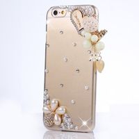 Sense-TE STENES iPod Touch (6th Generation) Case - Luxurious Crystal 3D Handmade Sparkle Diamond Rhinestone Clear Cover with Retro Bowknot Anti Dust Plug - Heart Pearl Pendant Flowers/Clear