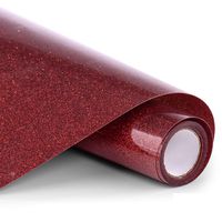 Glitter HTV Vinyl - 12inch x 5ft PU Heat Transfer Vinyl roll for Silhouette Cameo & Cricut Easy to Cut, Weed and Transfer, Iron On Htv Vinyl Design for T-Shirt, Clothes and Other Textiles(Red)