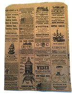 Set/50 Vintage Newspaper Print Flat Paper Gift Bags, 8 1/2 x 11