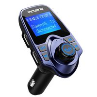 VicTsing Bluetooth FM Transmitter for Car, Wireless Bluetooth Radio Transmitter Adapter with Hand-Free Calling and 1.44" LCD Display, Music Player Support Tf Card USB Flash Drive Aux-Blue