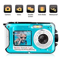 Waterproof Digital Camera 24 MP Underwater Camera Full HD 1080P Video Recorder Camcorder Selfie Dual Screen Shoot Waterproof Camera for Snorkelling