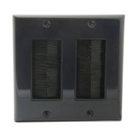 YinXiong 2 Gong Brush Wall Plate - Dual Gang Face Plate With Brush Bristles - Black (2 Gang (1 Pack), Black)