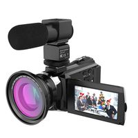 Andoer 4K 1080P 48MP WiFi Digital Video Camera Camcorder Recorder with 0.39X Wide Angle Macro Lens External Microphone Novatek 96660 Chip 3inch Capacitive Touchscreen