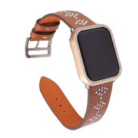 Watch Band,Meet&sunshine for Apple Watch 4 Series Luxury Leather Replacement Bracelet + Frame 40mm (C)